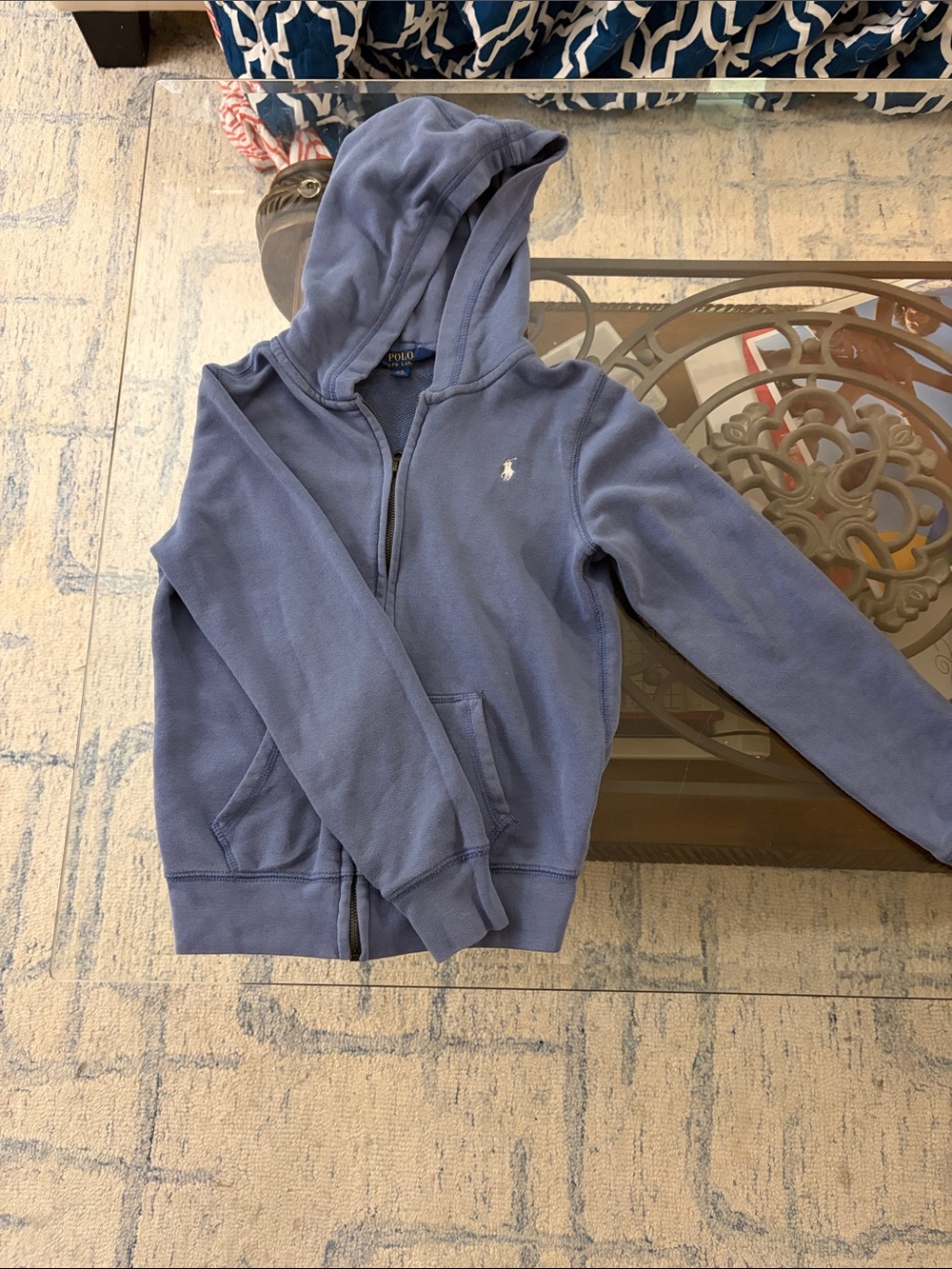 Polo by Ralph Lauren Youth Dusty Blue Zip Hoodie with Pony